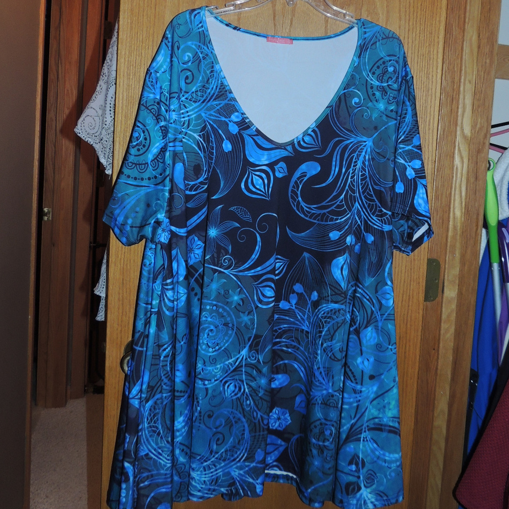 Simply Aster, 4x, blue patterened tunic